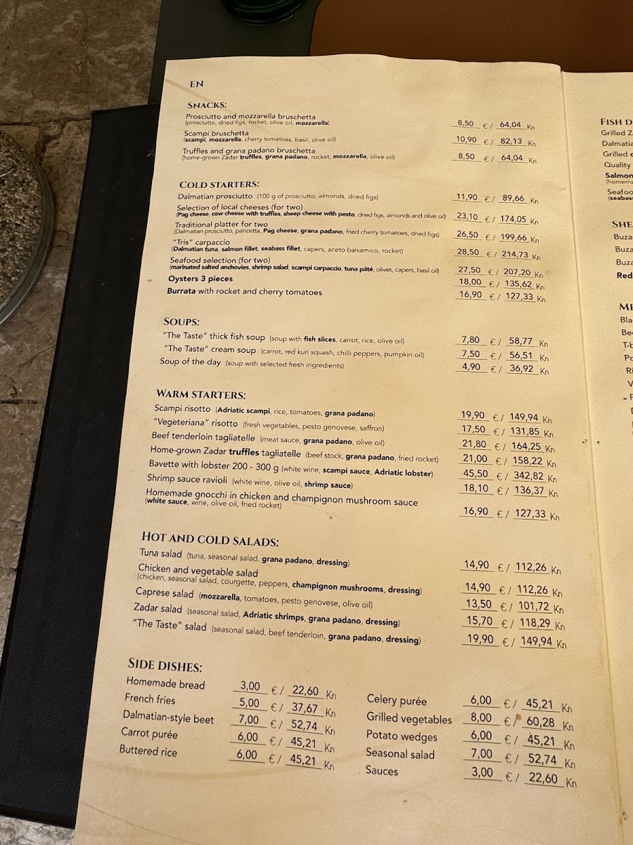 Menu Restaurant The Taste-1